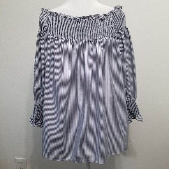 French Kiss Stripe Off the Shoulder Oversized Top M/L - Picture 3 of 12